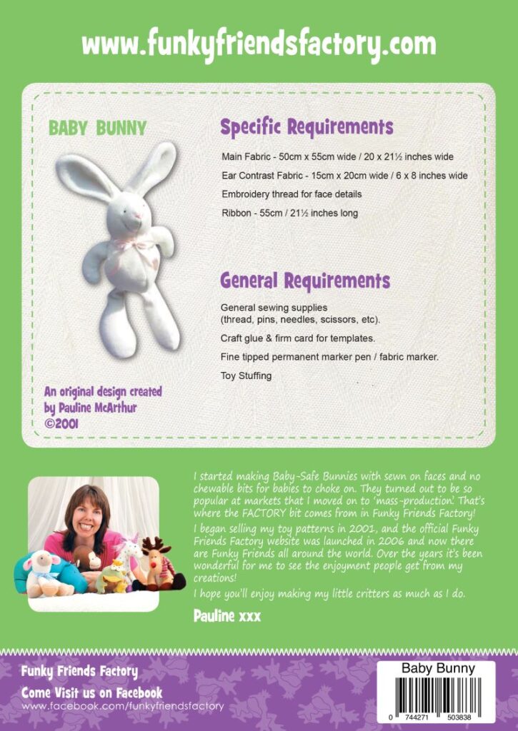 Baby BunnySofty patterns by Funky Friends Factory
