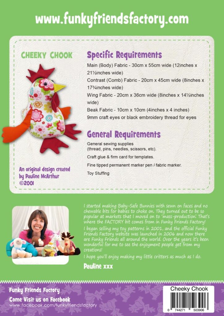 Cheeky Chook Softy patterns by Funky Friends Factory
