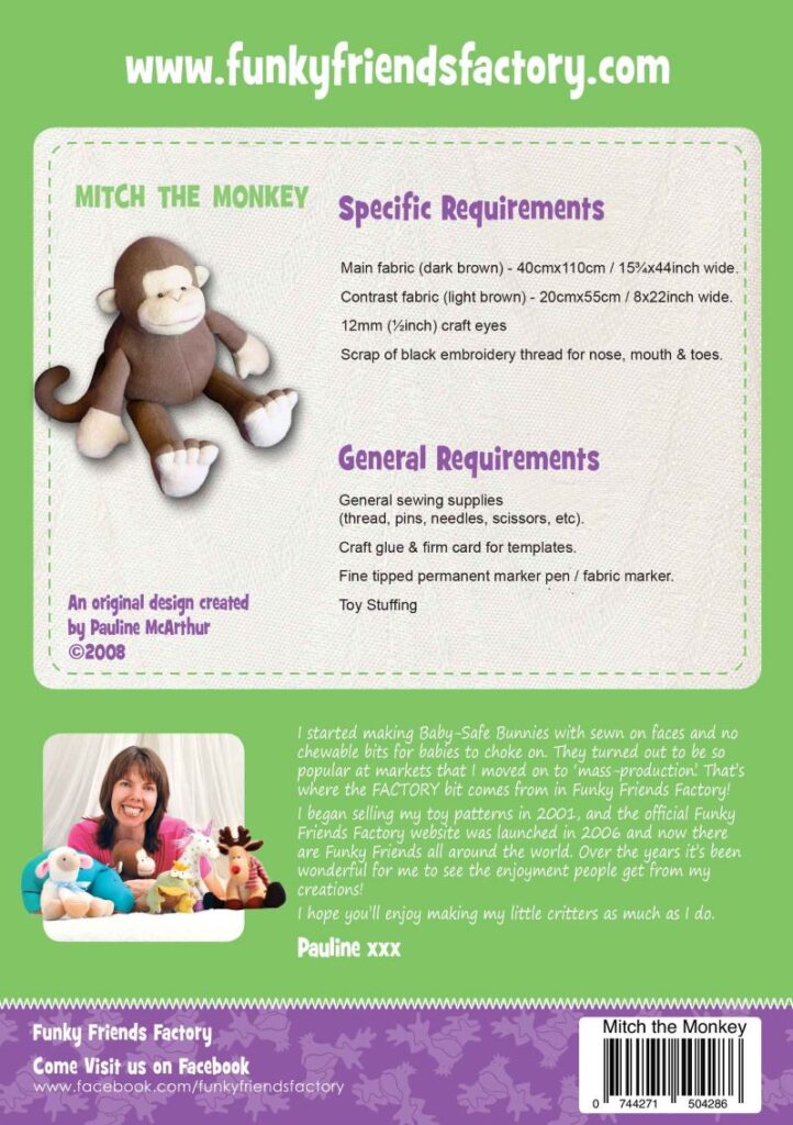 Mitch The Monkey

Softy patterns by Funky Friends Factory