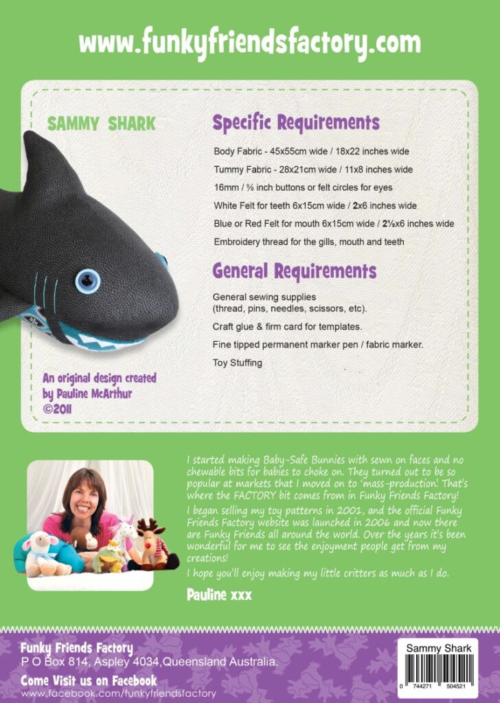 Sammy The Shark

Softy patterns by Funky Friends Factory
