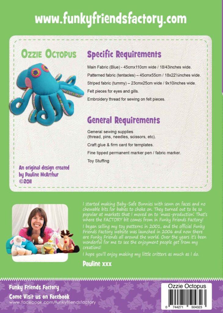 Ozzie Octopus Softy patterns by Funky Friends Factory
