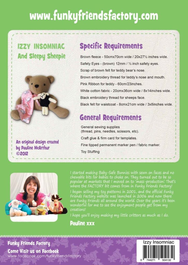  Izzy Insomniac Teddy

Softy patterns by Funky Friends Factory
