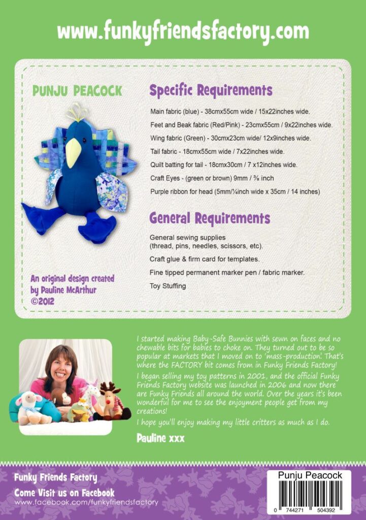 Punju Peacock Softy patterns by Funky Friends Factory