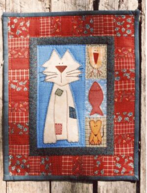 Cat Snacks by Anni Downs for Hatched and Patched Patterns Wall Hanging/Cat placemat.