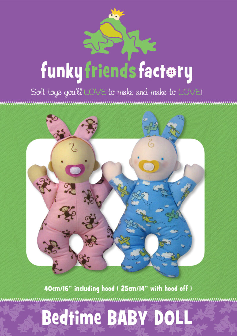 Bedtime BABY DOLL Softy patterns by Funky Friends Factory