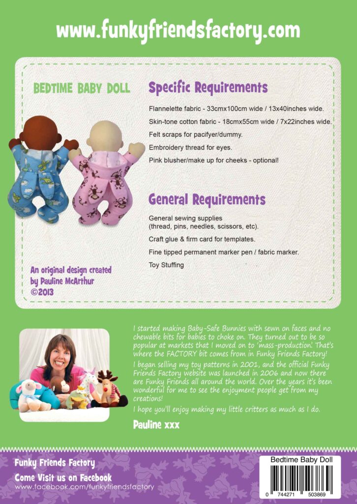 Bedtime BABY DOLL

Softy patterns by Funky Friends Factory