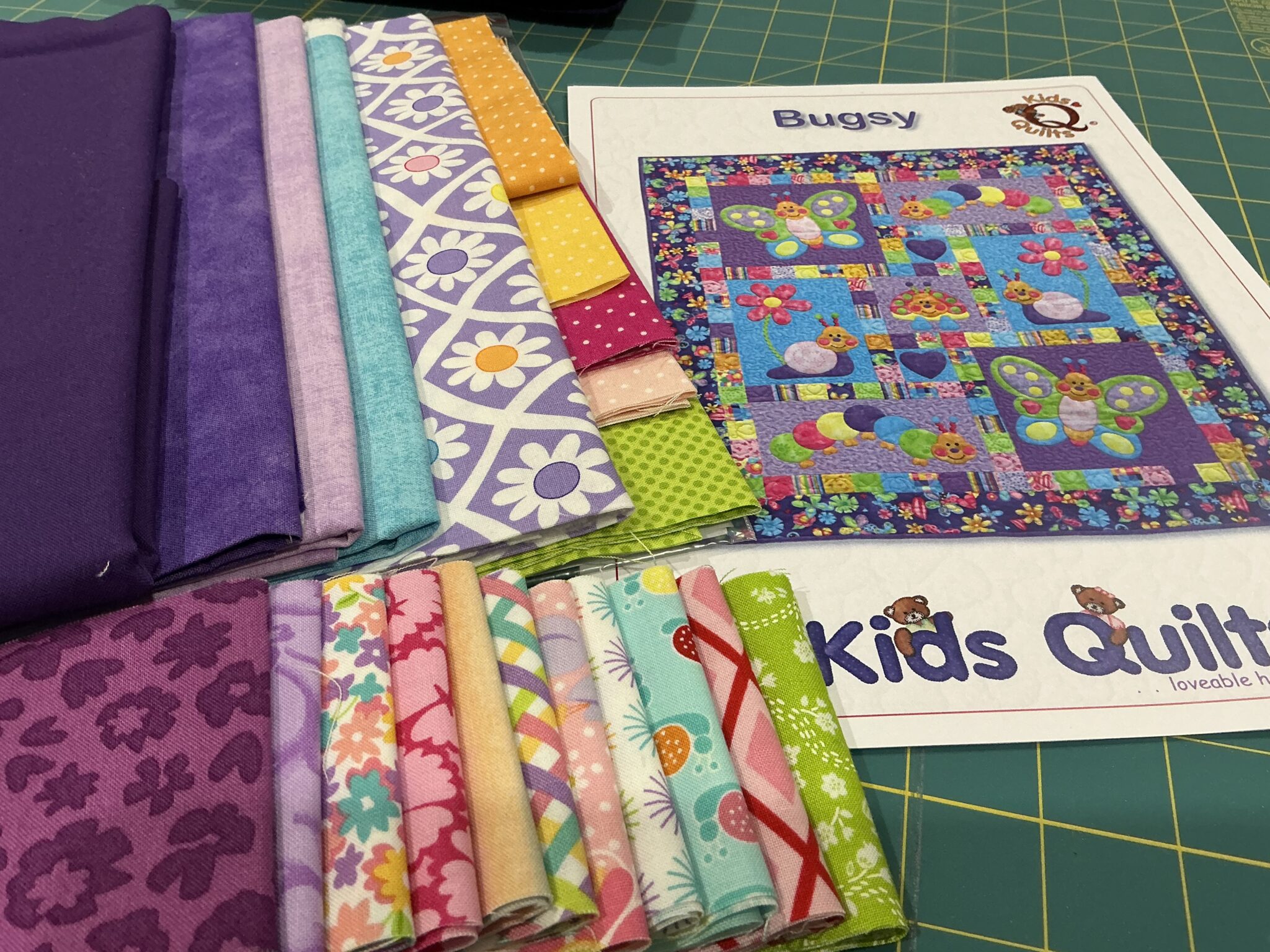 Bugsy Purple Quilt Kit. Pattern by Kids Quilts.