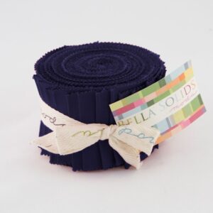 Bella Solids Navy JUNIOR Jelly Roll 9900JJR-20 Applique, patchwork and quilting fabrics.