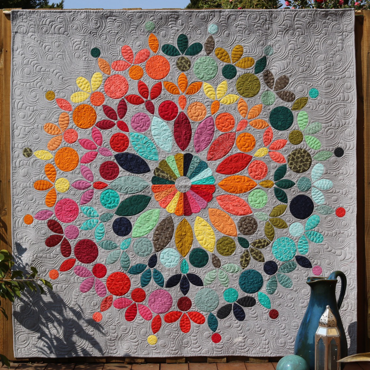 Modern Mandala with Templates Quilt pattern Designed by Free Bird Quilting Designs