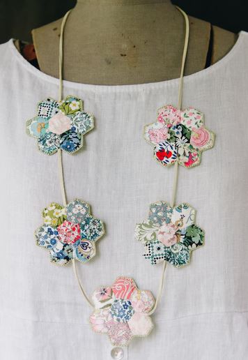 Hexie Flower Necklace by Living Cloth - EPP Pattern