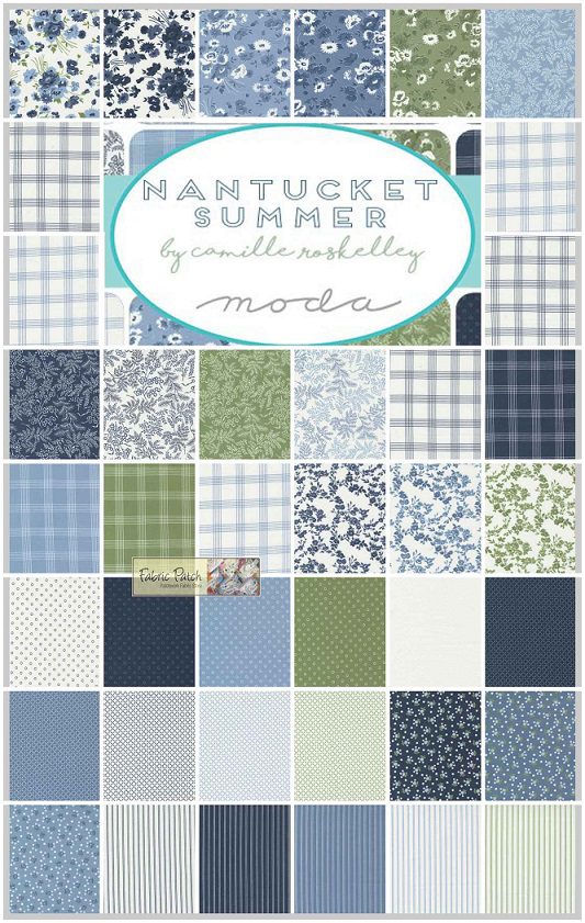 Nantucket Summer Mini Charms - Patchwork Fabric by Camile Roskelley for moda fabric