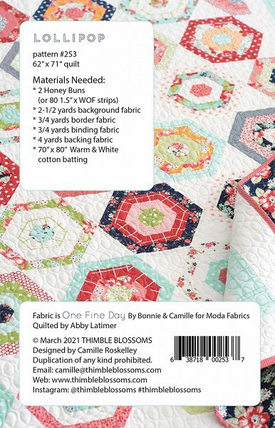 Lollipop

Patchwork Patterns by Camille Roskelley for Thimble Blossoms.