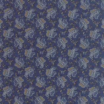 Polka Dots & Paisley 14802-18 by Minick & Simpson for Moda Fabrics. blue and white quilting patchwork fabric