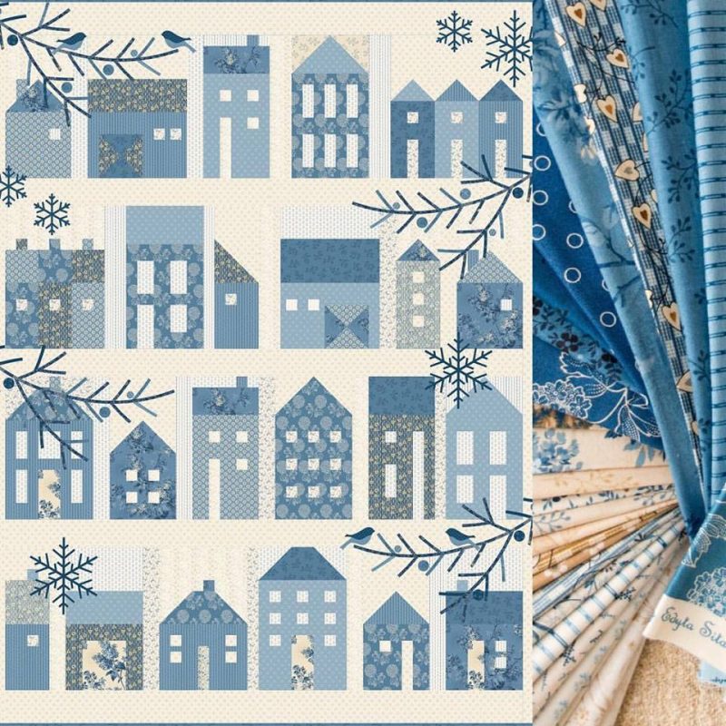 Winter Village Kit With Silhouettes Laundry Basket Quilts Fabric Patch