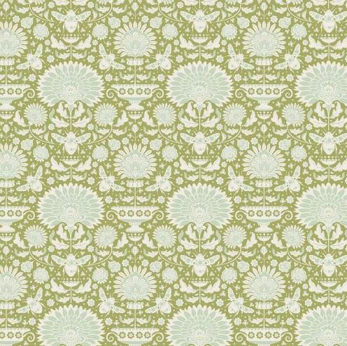 Bumblebee 481317 Garden Bees Green -   by Tone Finnanger for Tilda  Applique, patchwork and quilting fabric