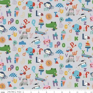 Lets Play 11882 Alphabet GRAY - Riley Blake -  Patchwork Fabric