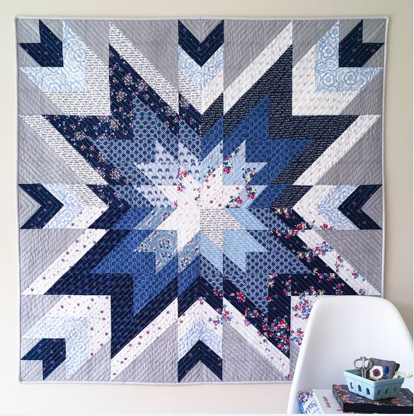 Indigo Star Quilt Pattern by Sedef Imer of Down Grapevine Lane - Quilting & Patchwork Pattern - Modern Contemporary Quilt Pattern 