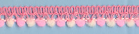 Pom Pom Fringe Multi Rose Ivory Pink 411-C08 - Mini 1/2"