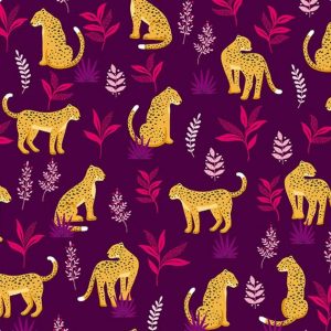 Jewel Cheeky Leopard Aubergine 2425P - Patchwork Quilting Fabric