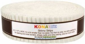 -Kona Solids SNOW Skinny Strips 1 1/2"  - Patchwork Fabric