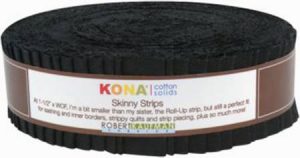-Kona Solids Black Skinny Strips 1 1/2"  - Patchwork Fabric