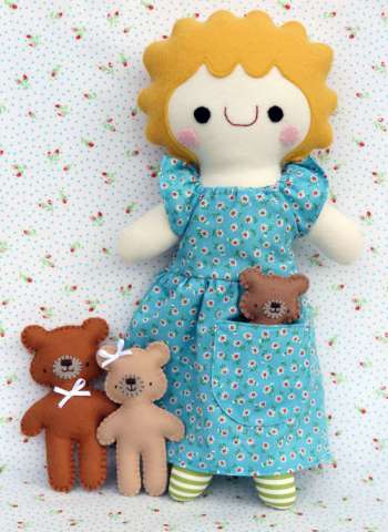 Goldlocks & the Three Bears  by Fiona Tully for Two Brown Birds - Soft toy doll pattern