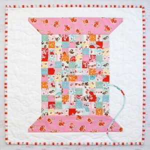 Vintage Cotton Reel Mini -Tied with a Ribbon - Patchwork Pattern