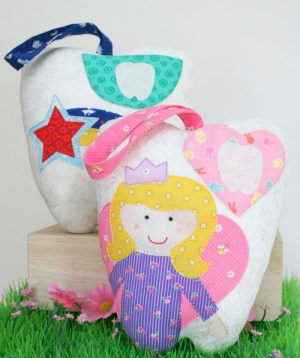 Tooth Fairy Cushion - Tied with a Ribbon - Patchwork  Pattern