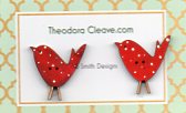 Birdys 2L - Red/White Spot- Theodora Cleave - Painted  Buttons