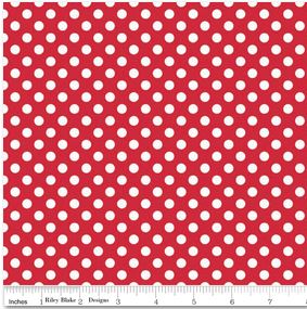 Small Dot White on Red c350-80 - Riley Blake Basic -  Fabric