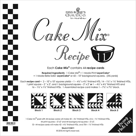 Moda Cake Recipe Mix 11 - Moda Products - Pre-printed paper templates