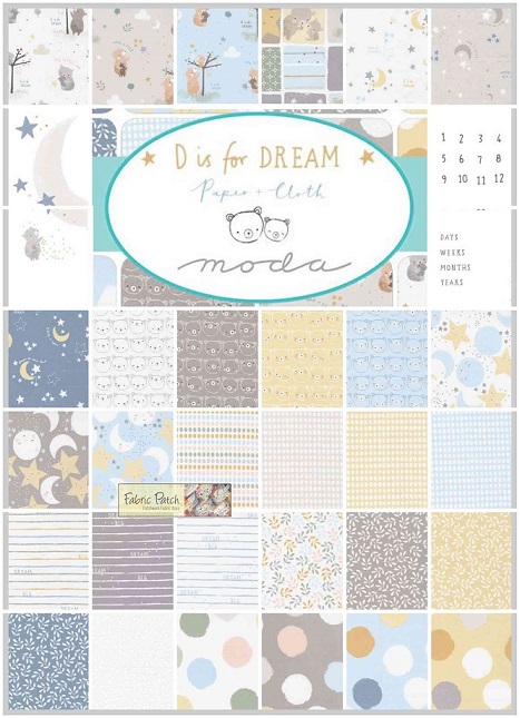 D is for Dream Charm Square by Paper & Cloth for Moda Fabrics.