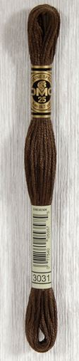 DMC 3031 Very Dark Moch Brown Embroidery Thread by DMC