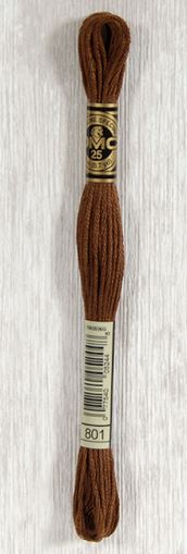 DMC 801 Dark Coffee Brown - stranded Embroidery Thread by DMC