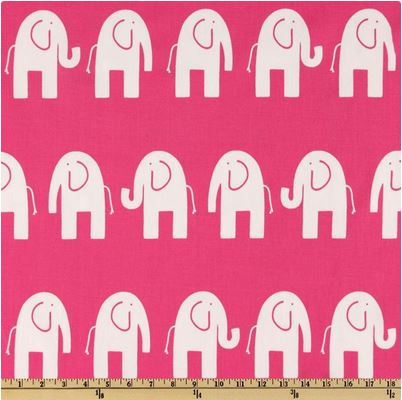 Lunch Box Bag Kit - PINK Elephants - Spot Lining Fabric