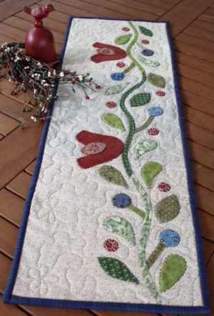 Red Wooly Birds - by Gail Pan Designs - Quilted Runner  Pattern
