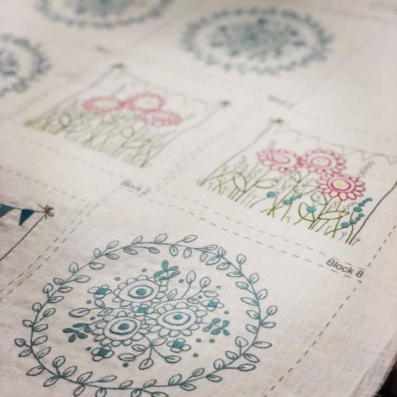 Hearts & Happy Flowers Pre-Printed Linen - Leanne's House