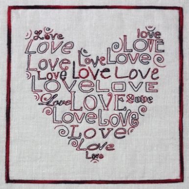 Love - Hugs N Kisses - Stitchery Pattern