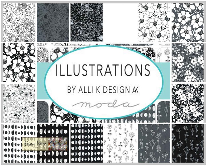 Illustrations charm Square Applique, patchwork and quilting fabrics- by Alli K Design for Moda Fabrics.