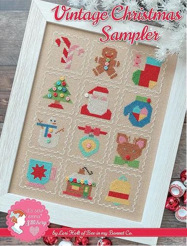 Vintage Christmas Sampler Cross Stitch Pattern by Lori Holt - for It's So Emma - pattern