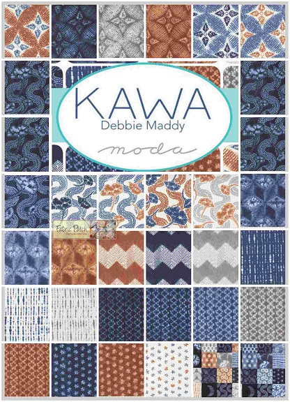 Kawa Charm Square by Debbie Maddy for Tiori Designs for Moda Fabrics. Applique, patchwork and quilting fabrics. 