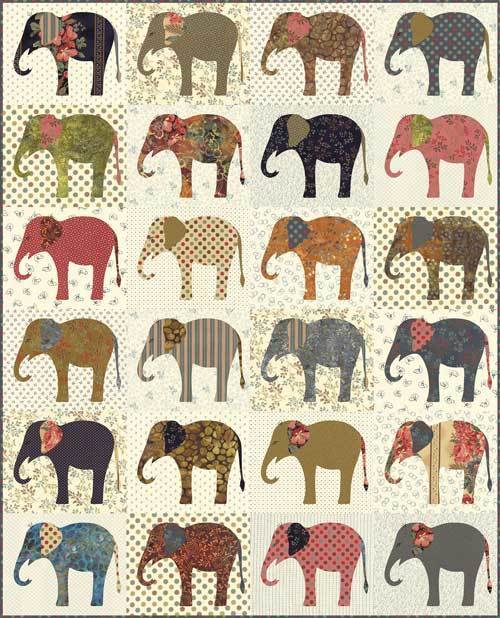 Elephants - Laundry Basket Quilts -  Patchwork Quilts  Pattern