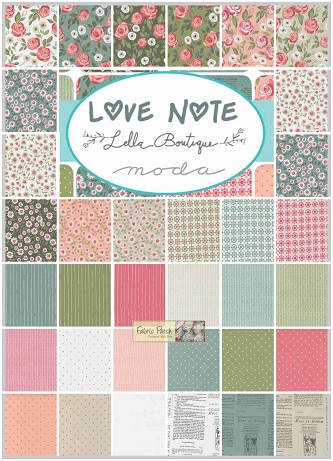 Love Note Mini Charm Square by Lella Boutique for Moda Fabrics.   Applique, patchwork and quilting fabrics. 