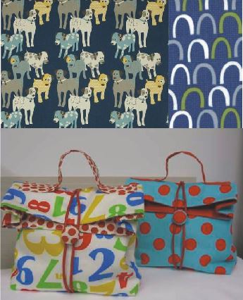 Lunch Box Bag Kit Dogs NAVY BLUE Fabric - Be Be Bold Design