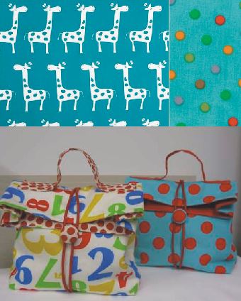 Lunch Box Bag Kit Gazelle TURQ Fabric - Be Be Bold Design