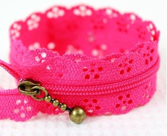 Zipper Lace Hot Pink - 20cm - for Bag Making - Sewing - Craft