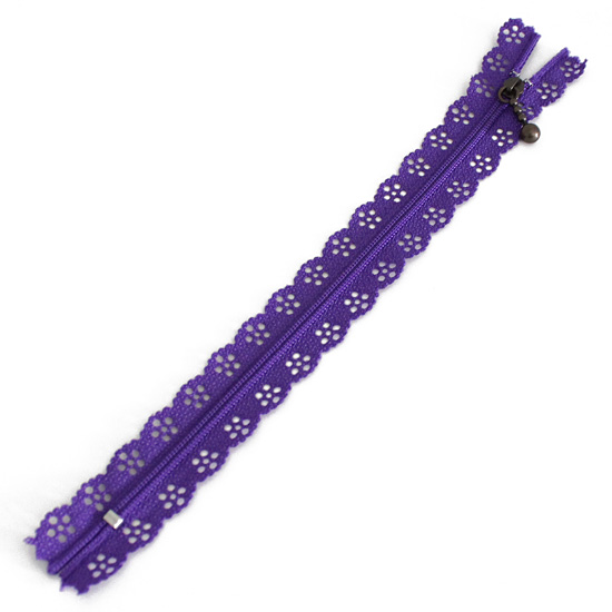 Zipper Lace Purple - 20cm - Bag Making, Sewing - Craft