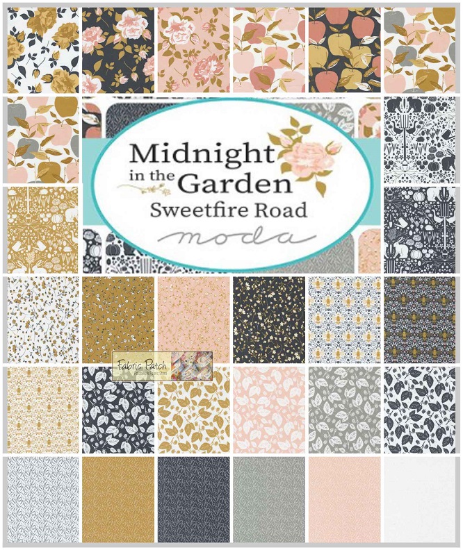 Midnight in the Garden Charm Square by Sweetfire Road for Moda Fabrics. Patchwork & quilting fabric