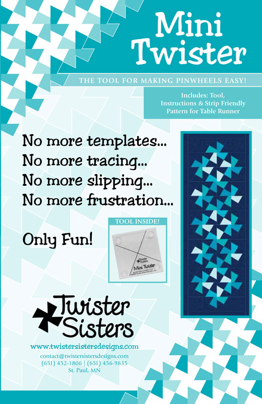 Mini Twister Pinwheel Ruler  Quilting Patchwork  Ruler by Twister Sisters