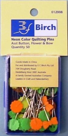 Neon Color Quilting Pins  by Birch Haberdashery & Craft